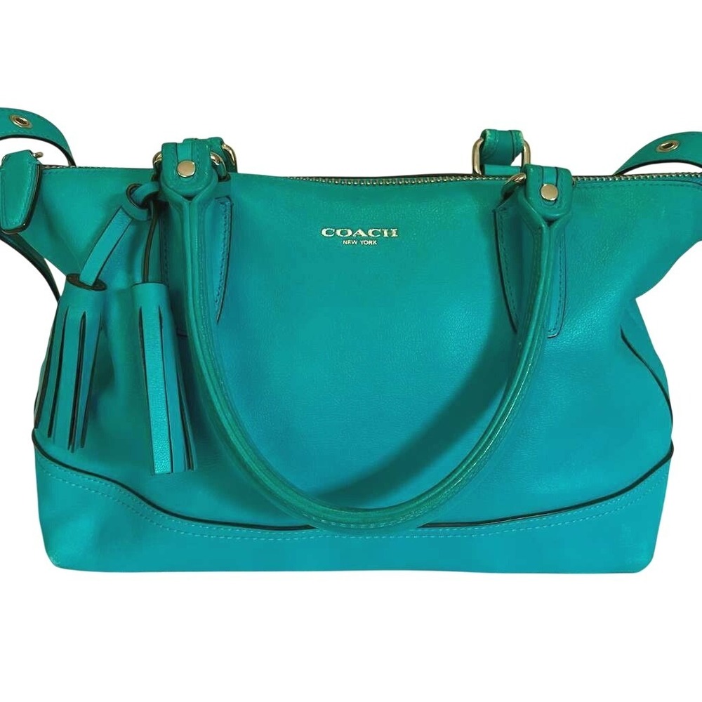 Coach‎ Legacy Molly Satchel 21132 Robin's Egg Blue Turquoise Leather Tassel Boho